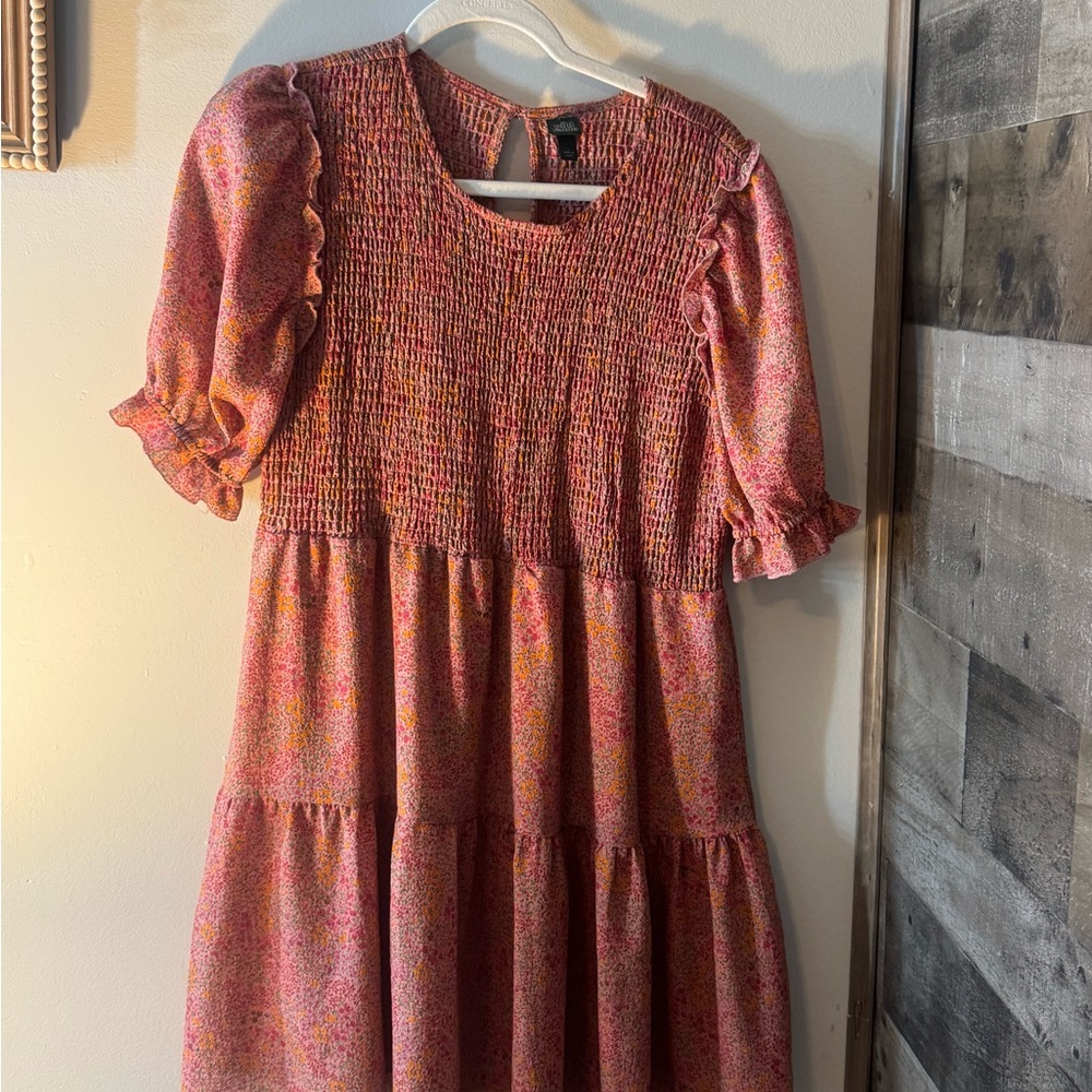 Wild Fable Pink Floral Smocked Dress